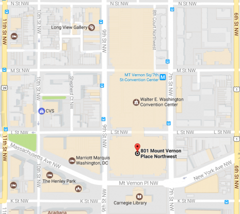 Map to the Walter E. Washington Convention Center