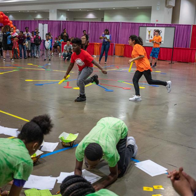 2019 festival attendees participating in flagway games