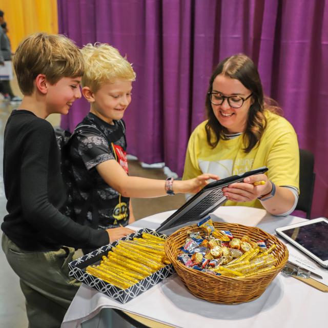 two boys engaging in activity at National Math Festival 2019