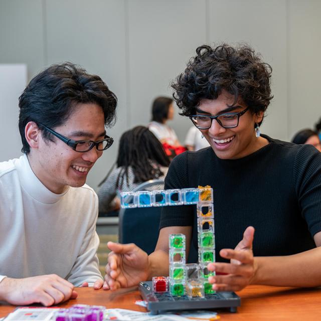 2019 Festival attendees building with blocks